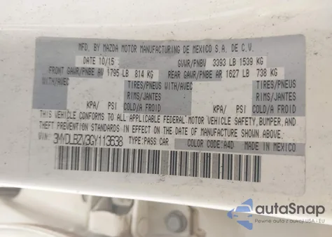 2016 Scion Ia из США, поврежденный, VIN 3MYDLBZV3GY113638